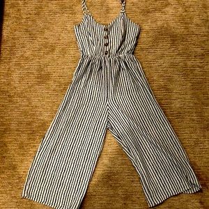 Black and white striped romper